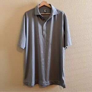 FootJoy Athletic Fit Gray Striped with Pink Specks Golf Polo Size XL